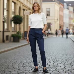 Navy Trousers Size 4 H&M Slacks Mid rise classic business wear versatile pants